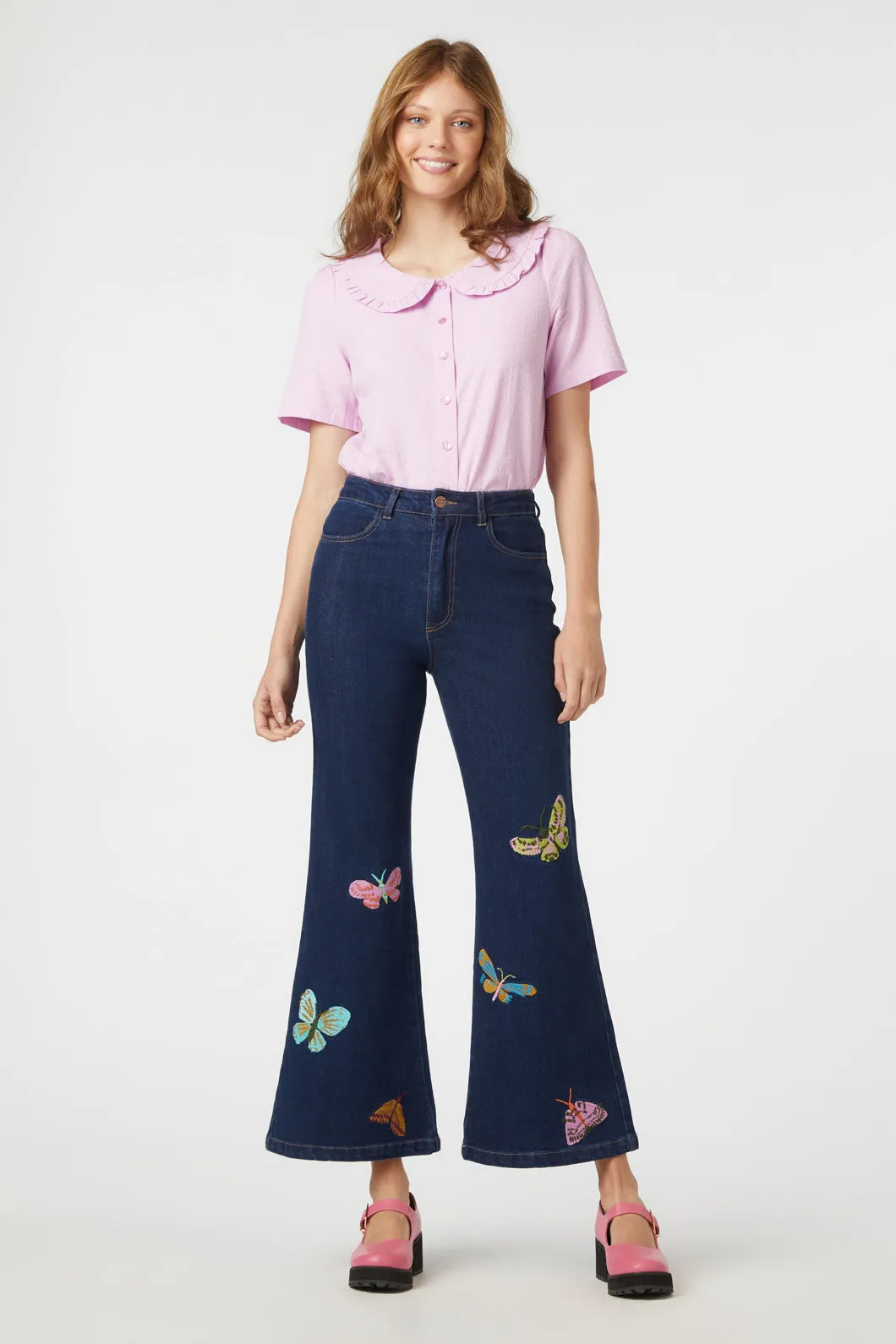 Moth Embroidered Jean