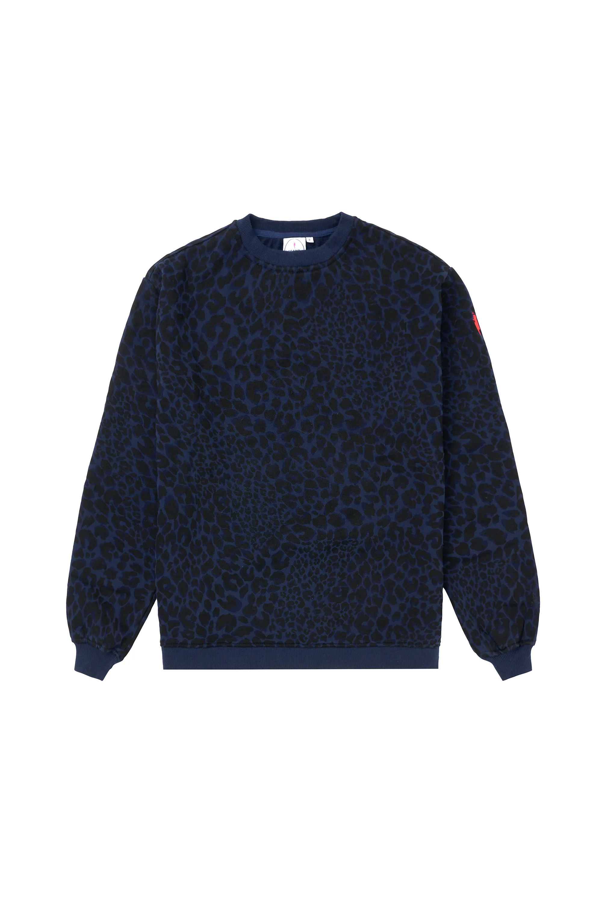 Navy with Black Rock and Roll Leopard Oversized Sweatshirt