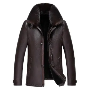 New Winter Warm -20 Degree Russia Men PU Leather Coats