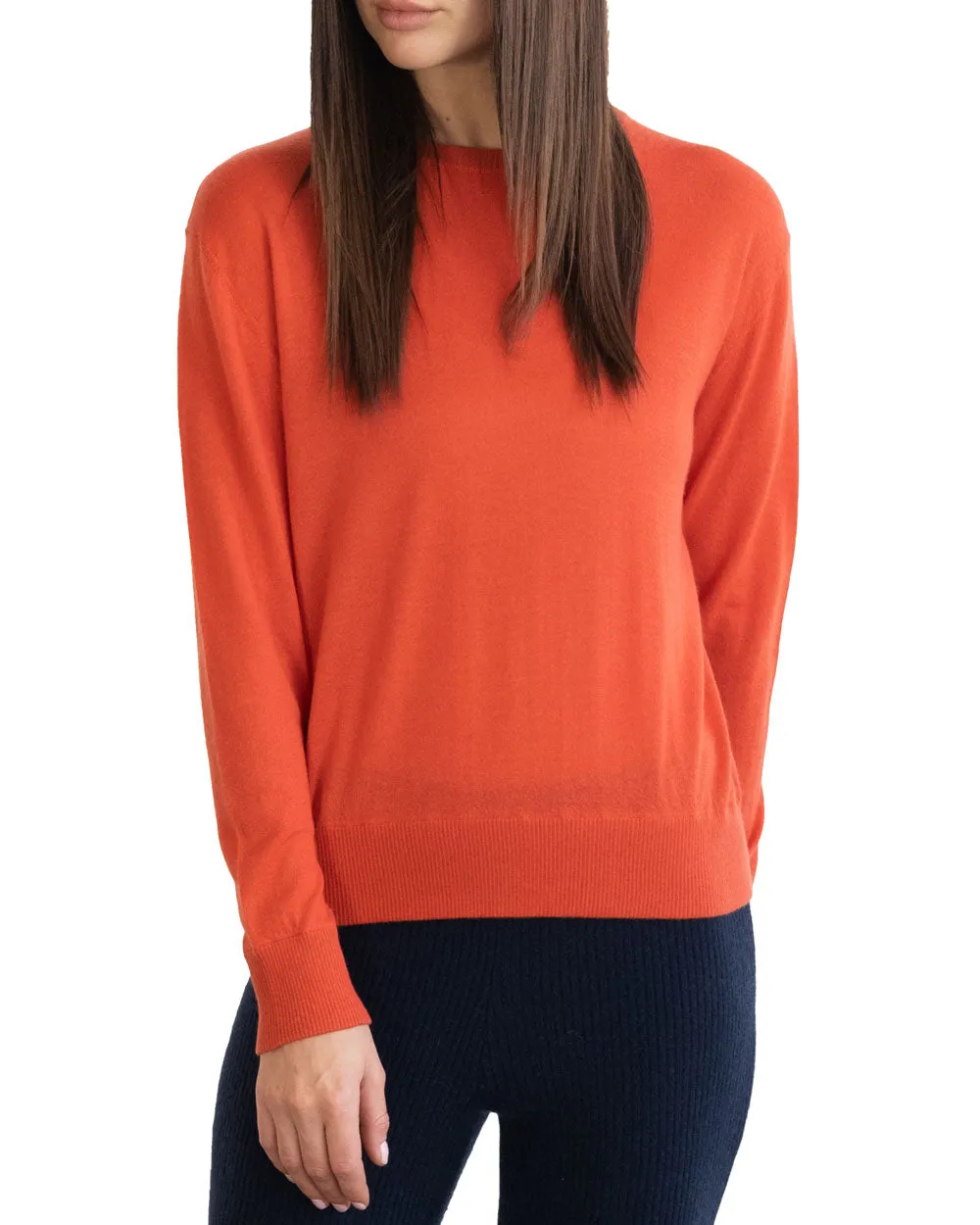 Orange Marguerite Thin Cashmere Pullover