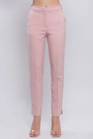 Pink Stone Solid Formal Blazer Pant Slacks