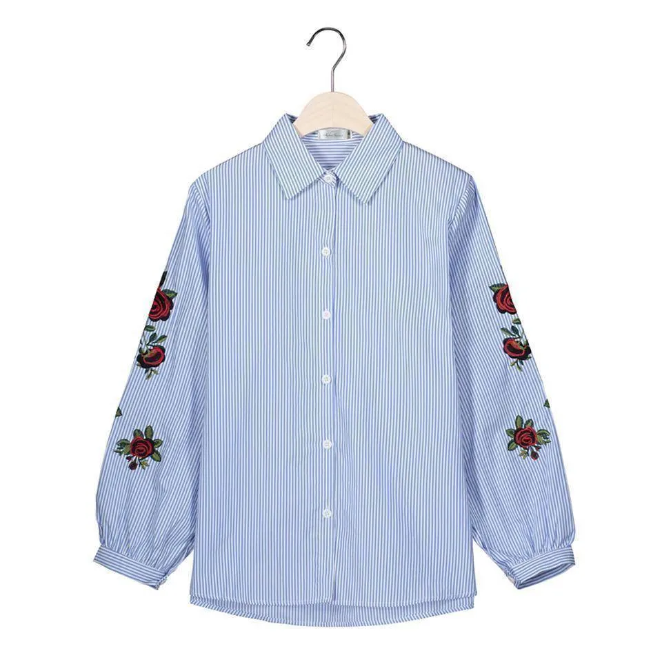 Plus Size - Women Blouses Ladies Floral Embroidery Blouse (US 6-16W)