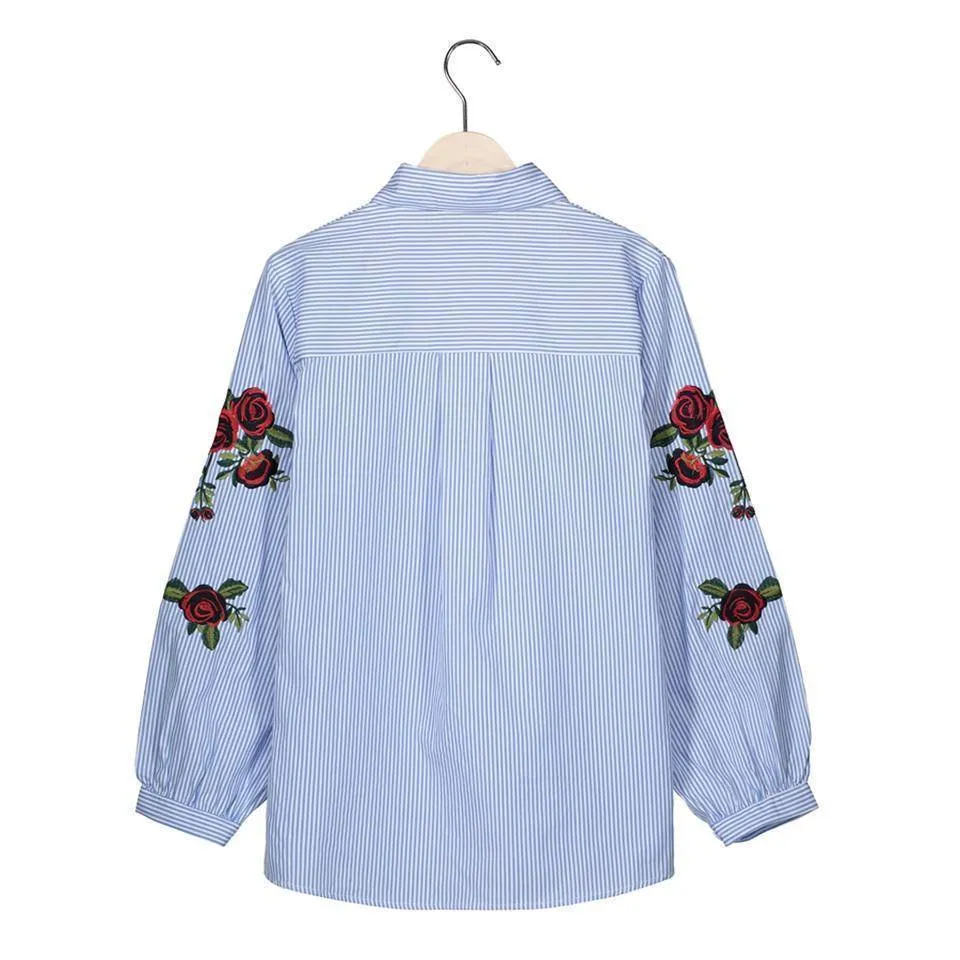 Plus Size - Women Blouses Ladies Floral Embroidery Blouse (US 6-16W)