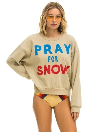 PRAY FOR SNOW RELAXED CREW SWEATSHIRT - SAND