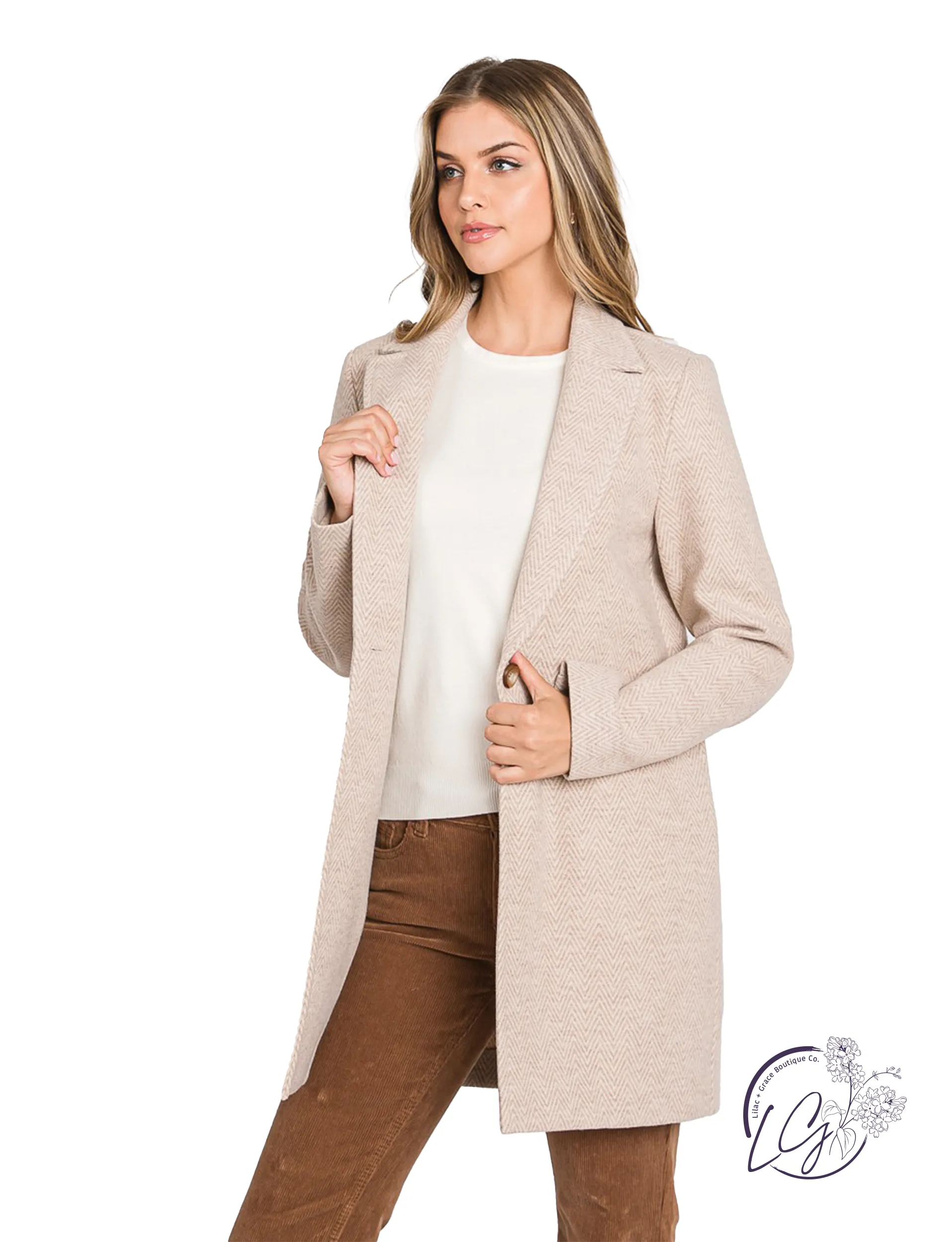 Regal Chevron Elegance Coat