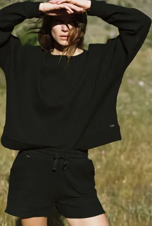 Relaxed fit structured sweater - Black