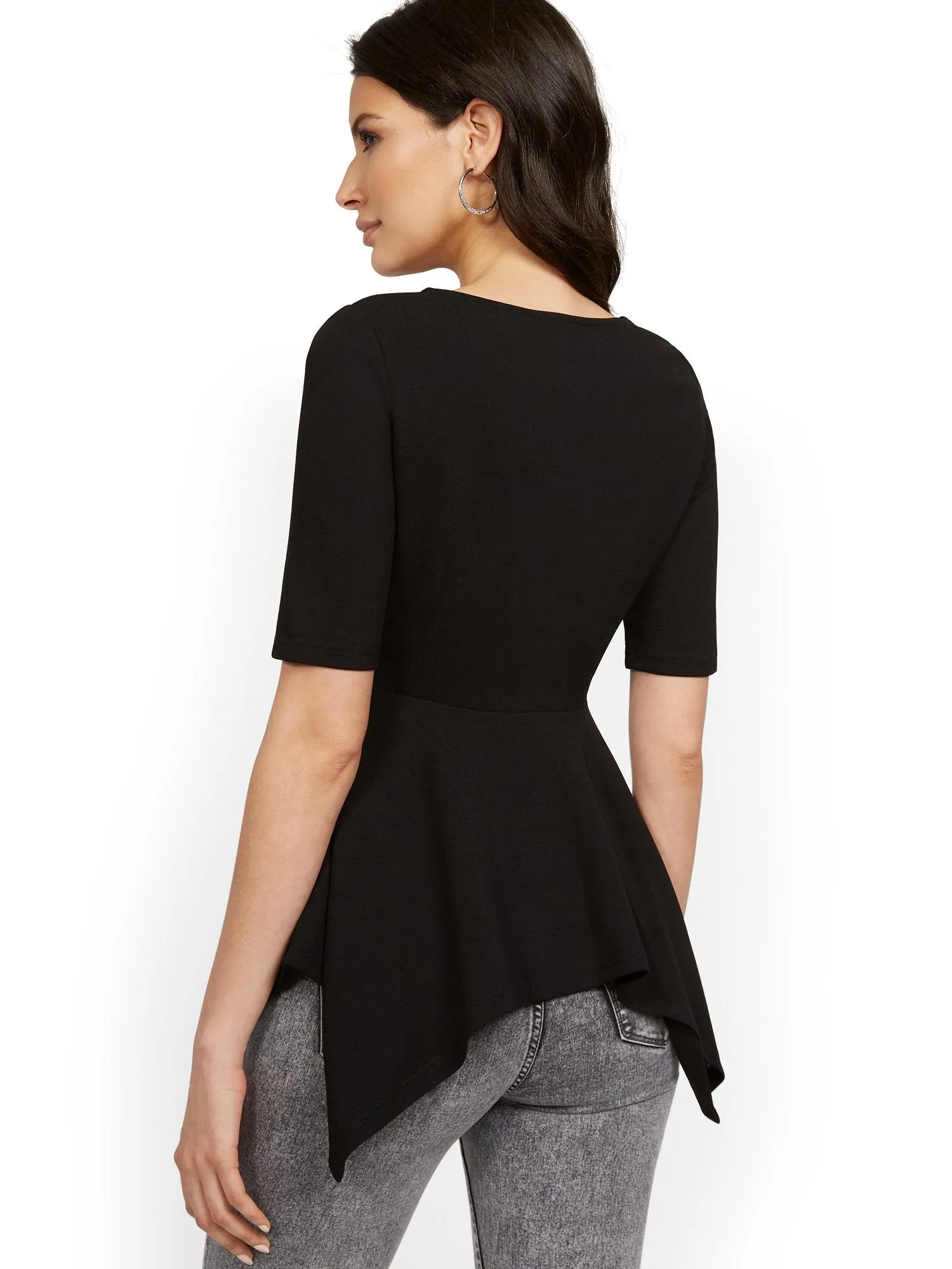 Sharkbite-Hem Elbow-Sleeve Top