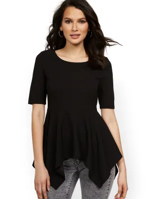 Sharkbite-Hem Elbow-Sleeve Top