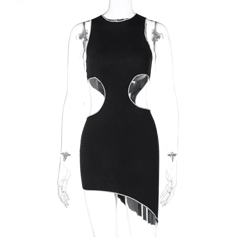 Sleeveless vest waist cut-out dress