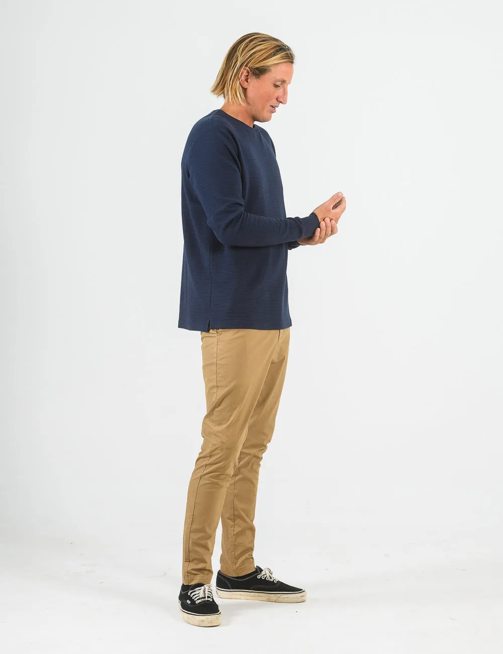 Smith Long Sleeve Waffle - Navy