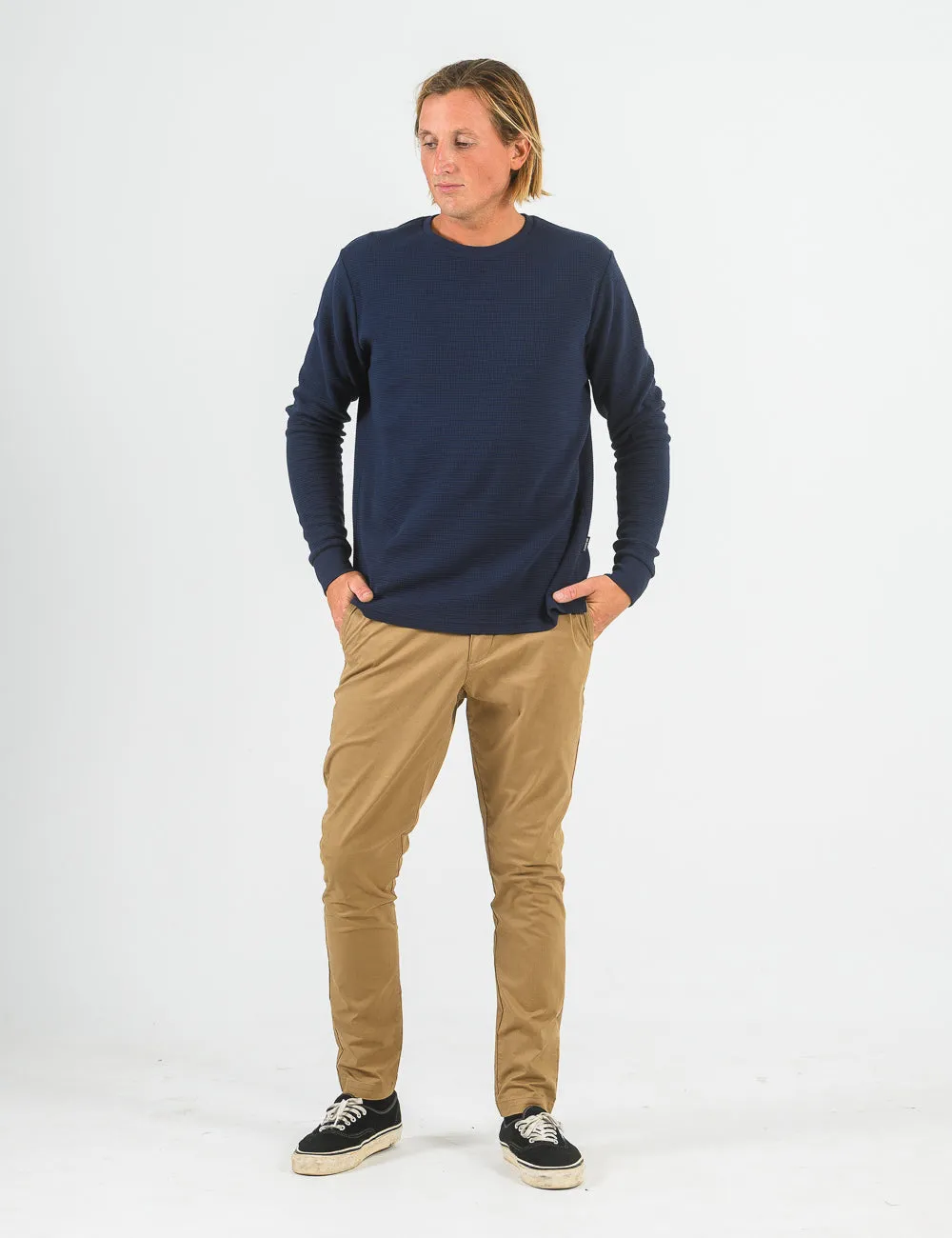 Smith Long Sleeve Waffle - Navy