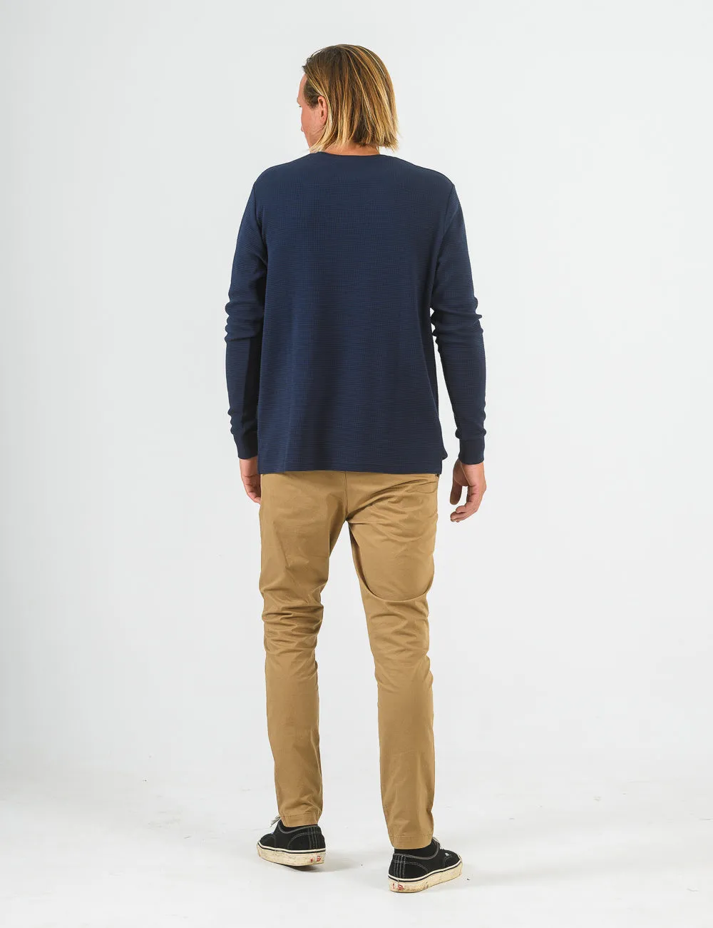 Smith Long Sleeve Waffle - Navy