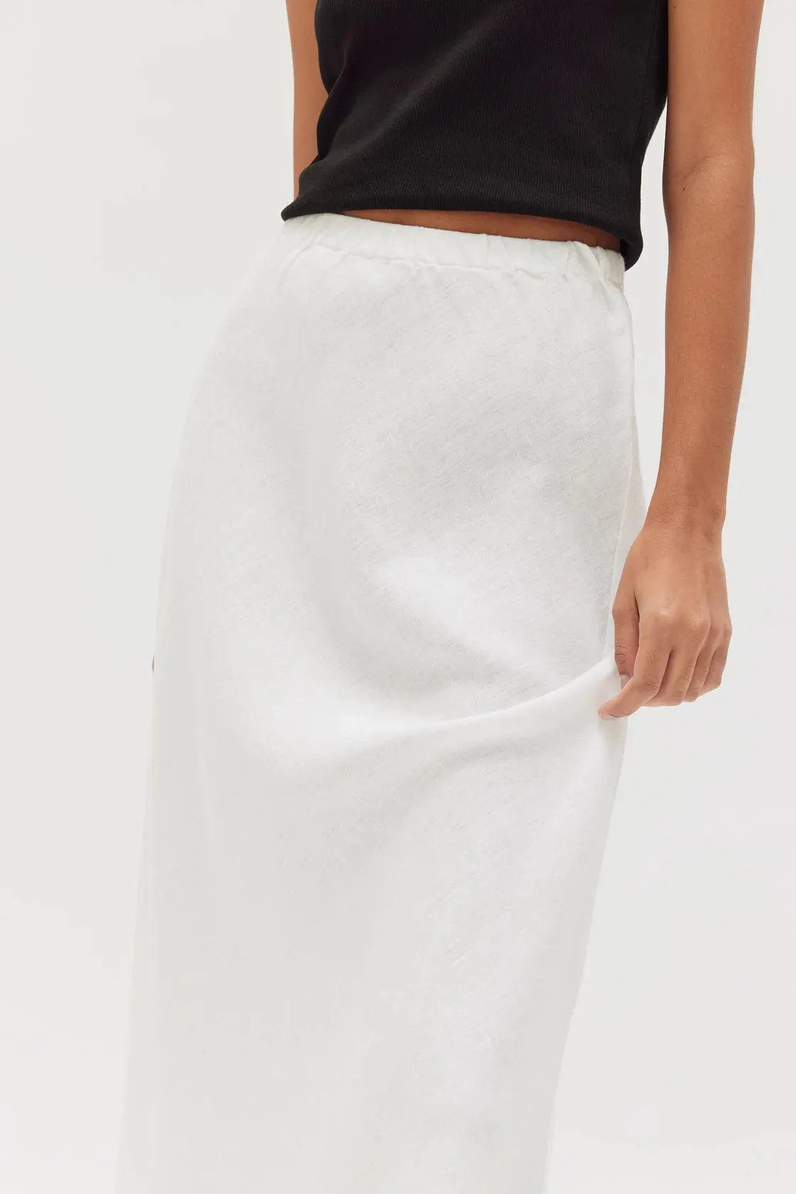 Stella Linen Bias Skirt White