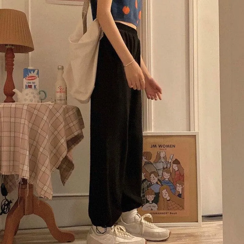 Sweatpants With Elastic Waist And Drawstring Cuff