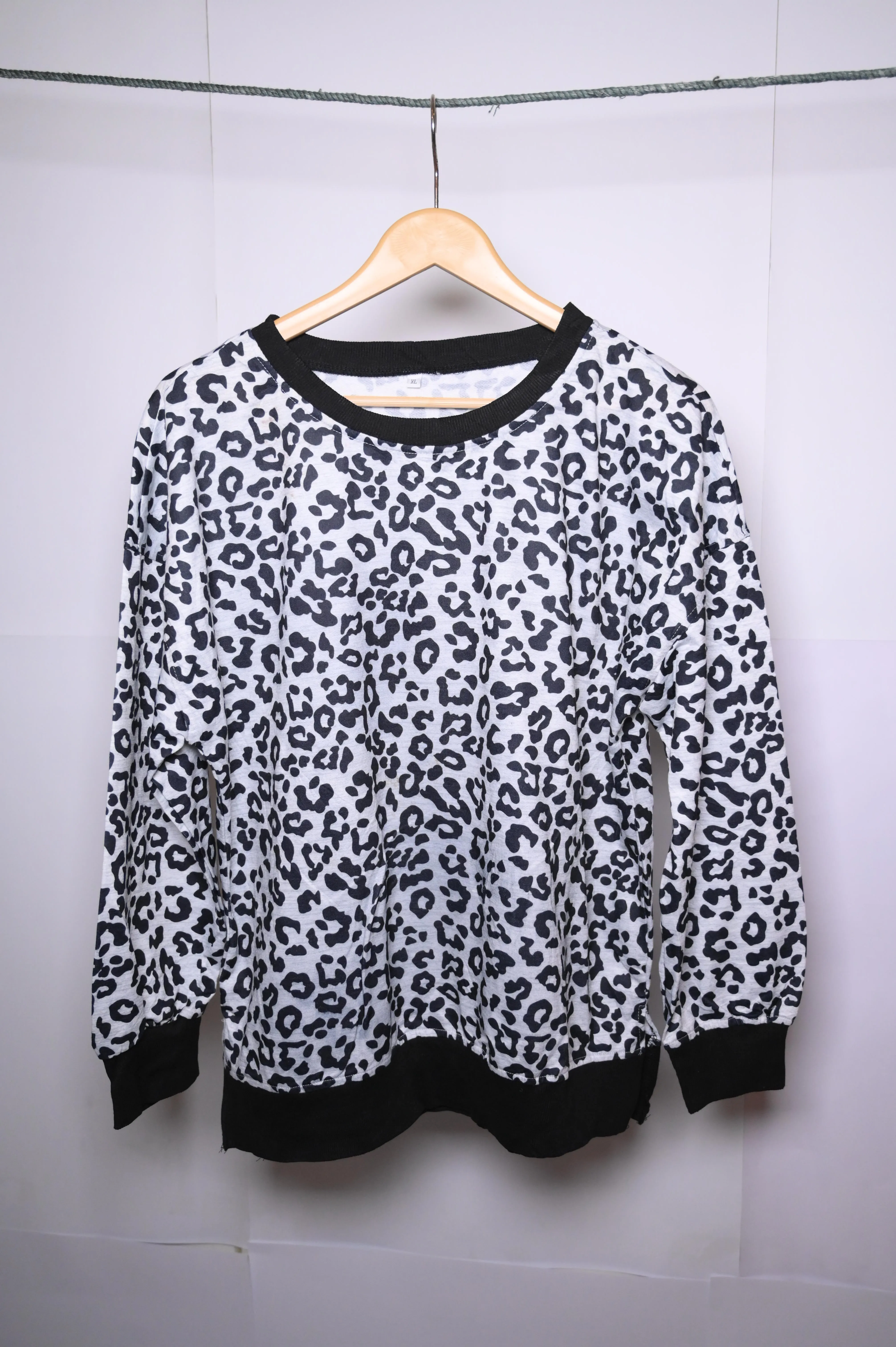 Thriftyfy Grey Zebra Design Winter Blouse