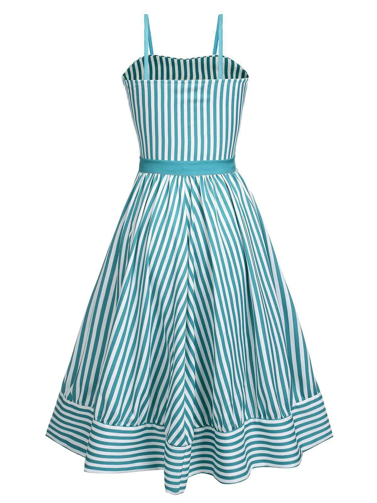 Turquoise 1950s Stripes Romper & Skirt