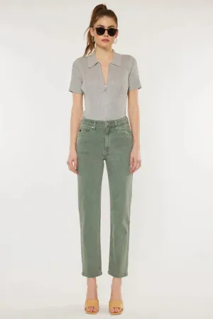 Ultra High Rise 90's Olive Straight Leg Jeans-CLEARANCE