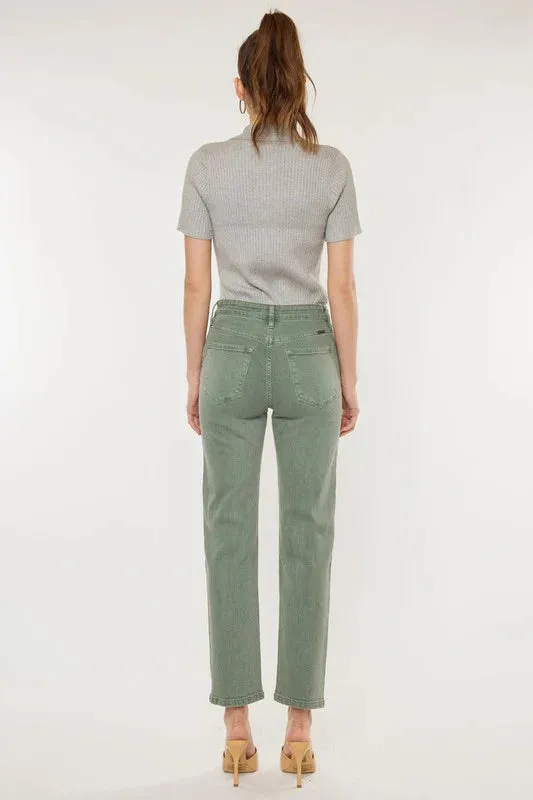 Ultra High Rise 90's Olive Straight Leg Jeans-CLEARANCE