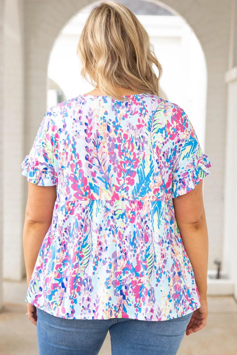 Vibrant Bright Abstract Plus Size Top