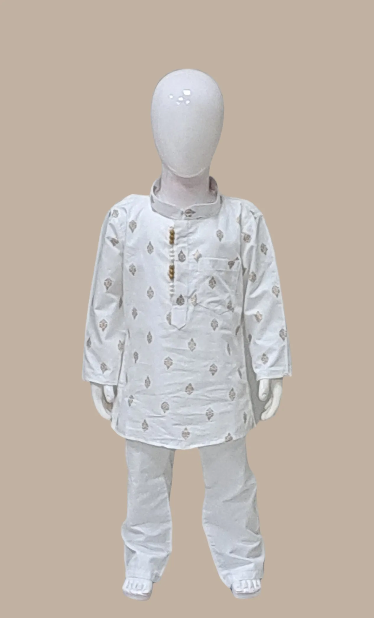 White Printed Kurta Top