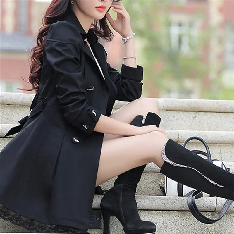 Women Fashion Loose Winter Warm Long Sleeve Button Lace Coat With Belt