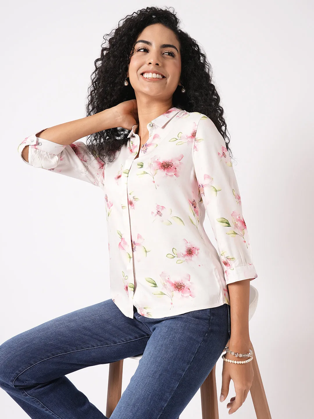 Women Slim Fit Floral Print Printed Shirt