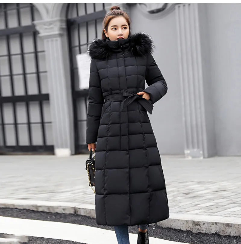 Women Winter Jacket Cotton Padded Warm Thicken Long Coat