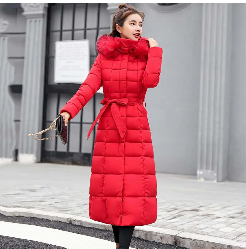 Women Winter Jacket Cotton Padded Warm Thicken Long Coat