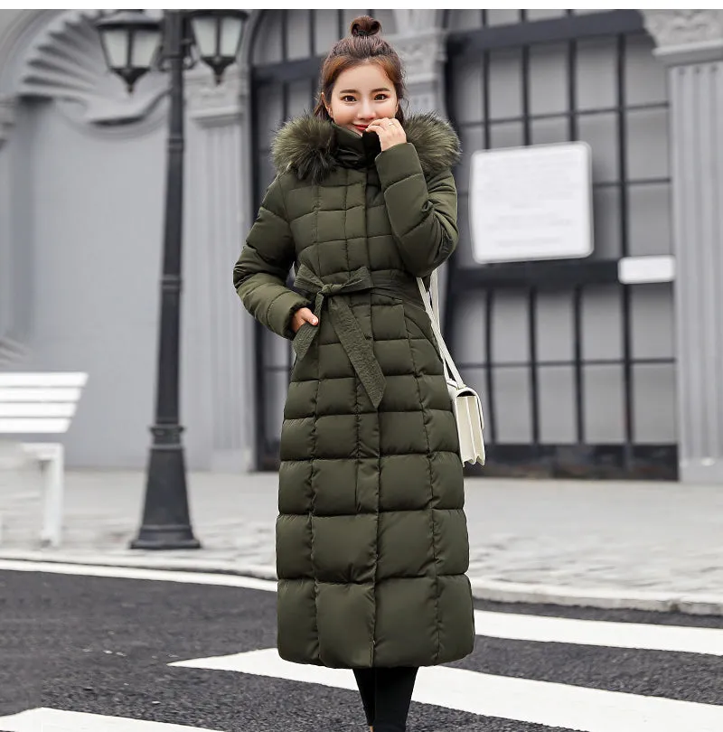 Women Winter Jacket Cotton Padded Warm Thicken Long Coat