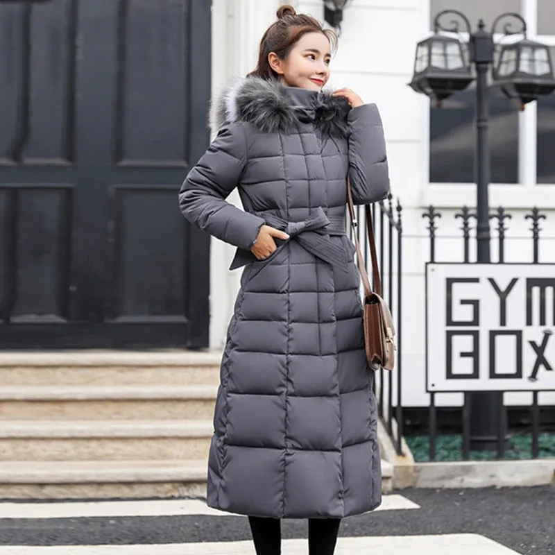 Women Winter Jacket Cotton Padded Warm Thicken Long Coat