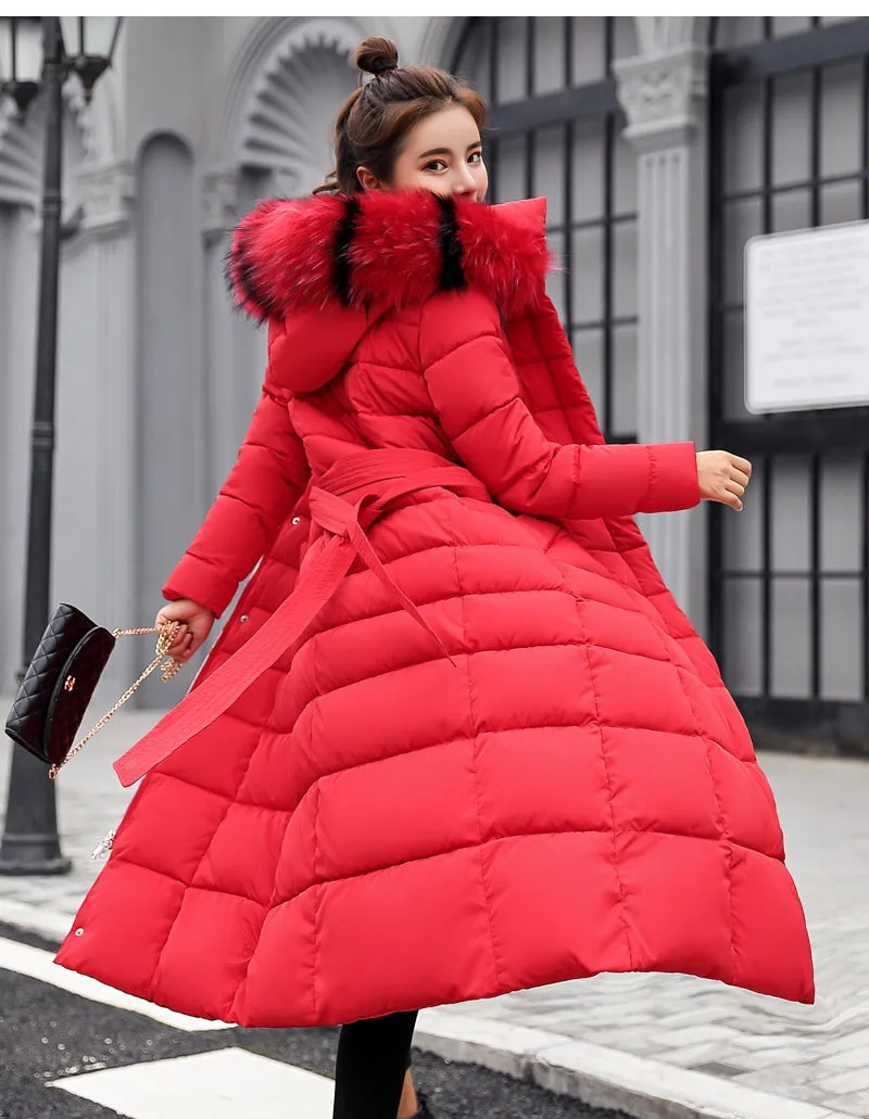 Women Winter Jacket Cotton Padded Warm Thicken Long Coat