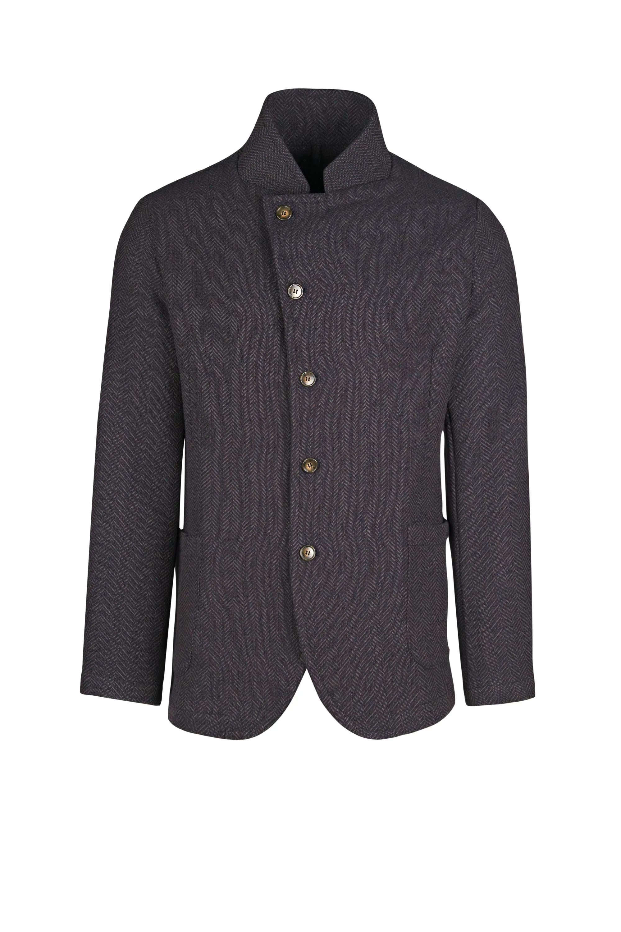 Wool & Cotton Herringbone Star-collar Jacket